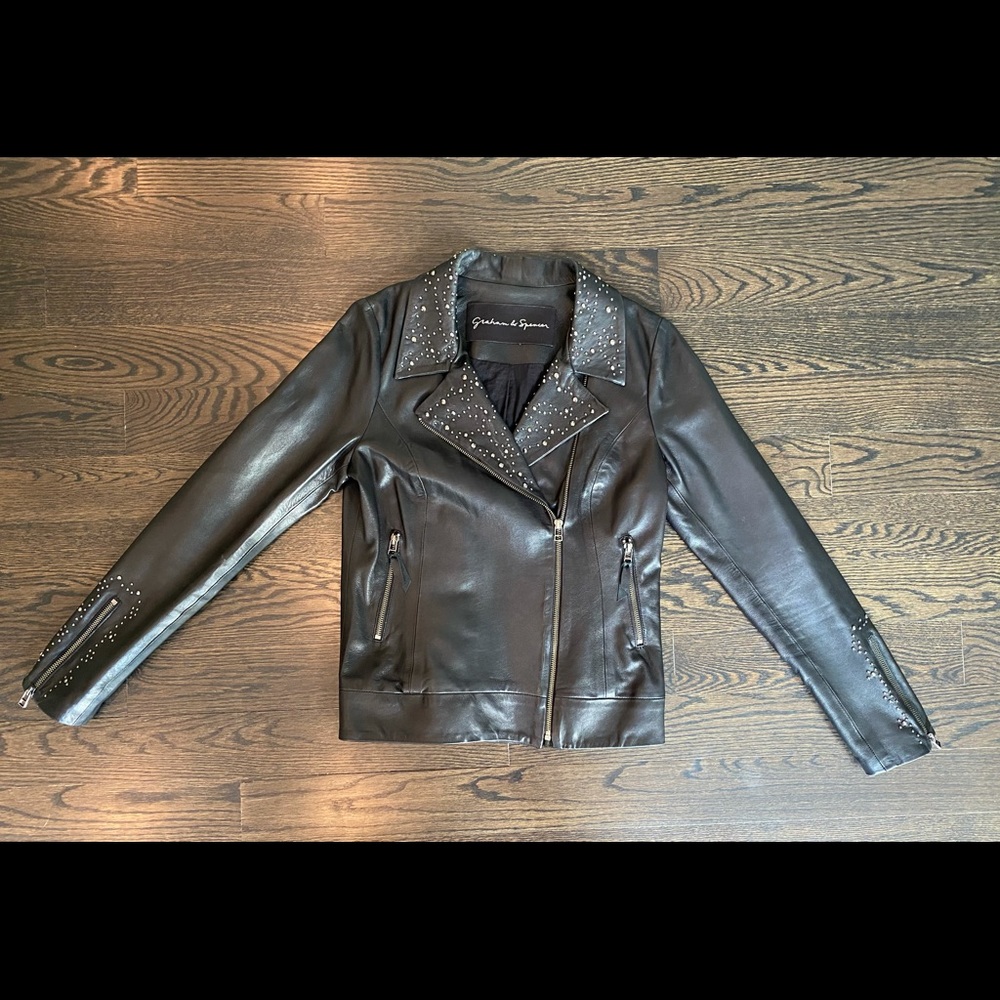 Graham & Spencer embellished leather jacket Sm